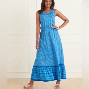 Talbots Vibrant Blue Patterned Maxi Dress